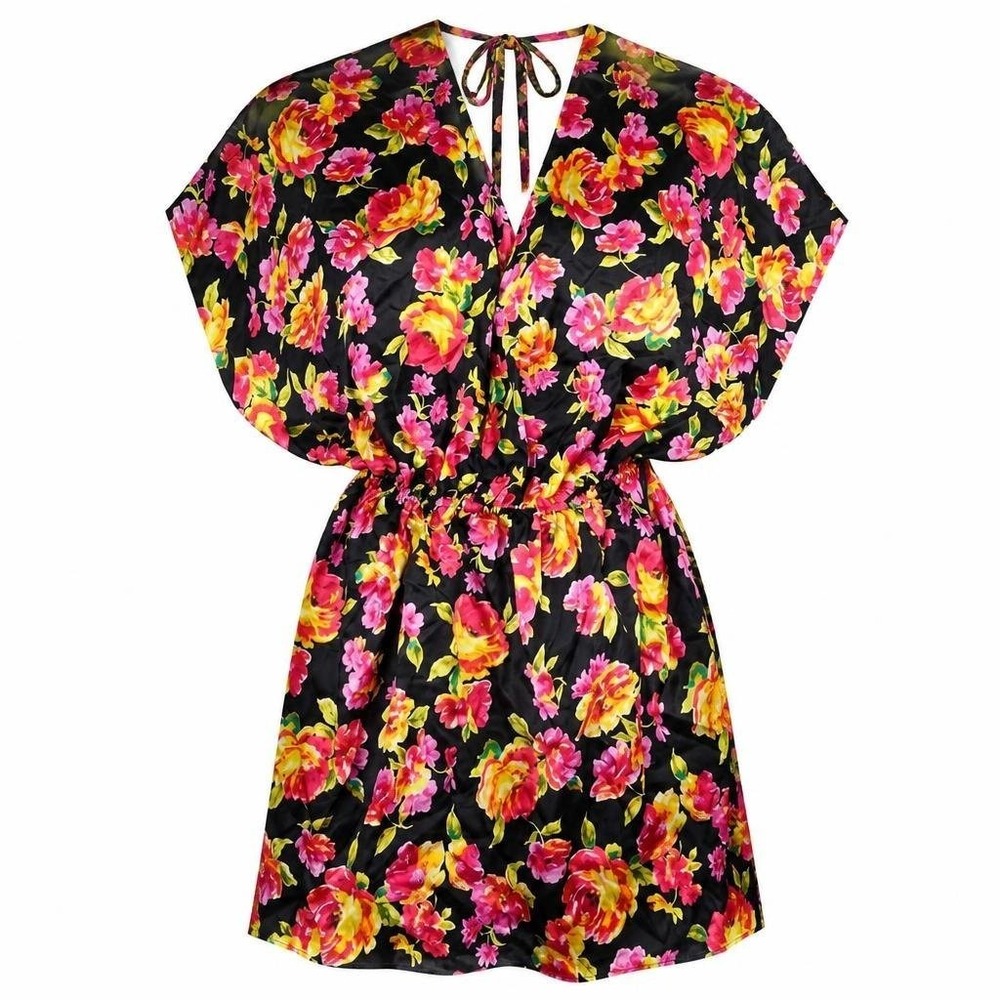 Victorias Secret Swim Coverup Womens S 100% Silk Boho Festival Dark Romantic